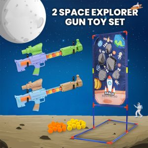 Aditi Space Explorer Pack Of 2 Pneumatic Gun Toy Stand Include 24 Soft Foam Ball