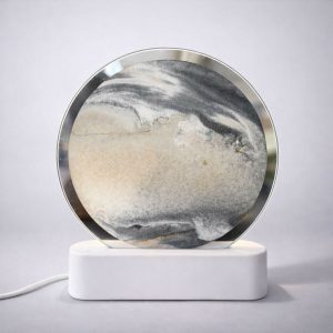 LED Round Static Grey Sand Art Lamp | Modern Ambient Decorative Night Light