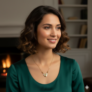 Diamond Accented Gold Heart Laced Pendant Necklace For women and girls