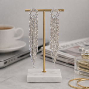 ELEGANT LONG EARRINGS WITH FULL OF DIAMOND