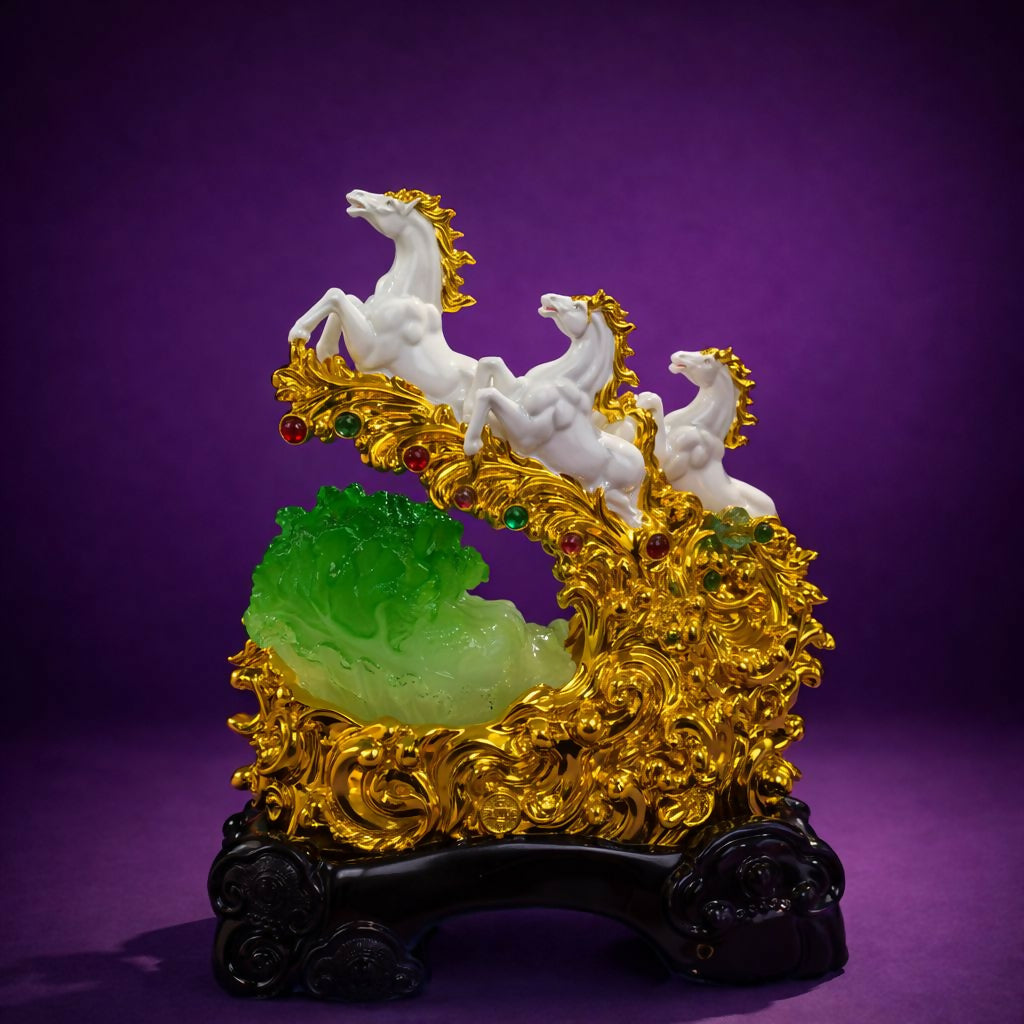 Seven Running Horses Statue Lucky Feng Shui Decor Showpiece - Image 4