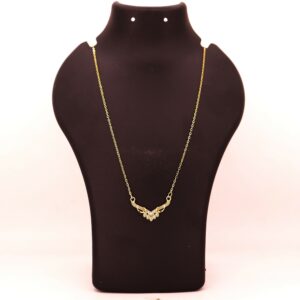 Gold Plated AD Floral Cluster V-Pendant Chain Necklace For women and girls