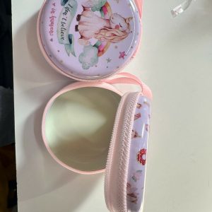 Unicorn Print Round Coin Pouch with Zipper & Wrist Strap for Kids and Gifting(DESIGN MAY VARY)