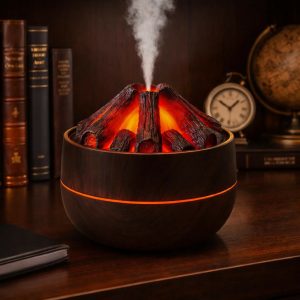 Brown Volcano Flame Humidifier LED Mist Diffuser for Home Desk Decor
