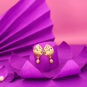 Gold Plated Filigree Drop Earrings with AD for women and girls