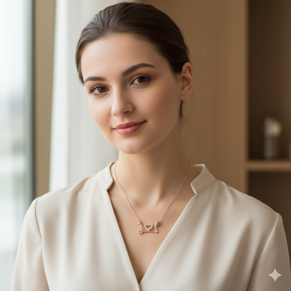 Rose Gold AD Heart Necklace For women and girls - Image 3