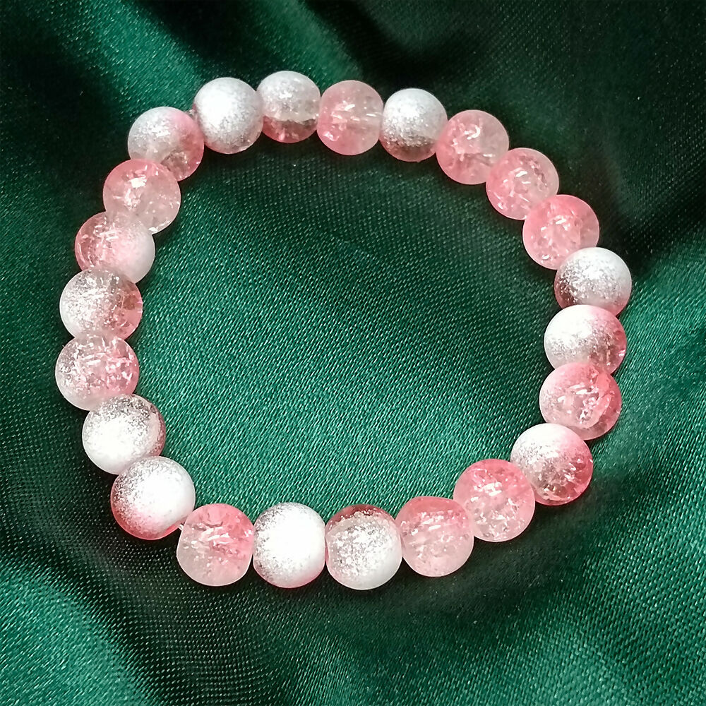 Crystal Crackle Glass Beads Stretch Bracelet