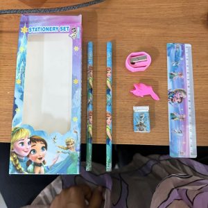 Kids Stationery Set with 2 Pencils, Ruler, Eraser, Sharpener & Finger Grip
