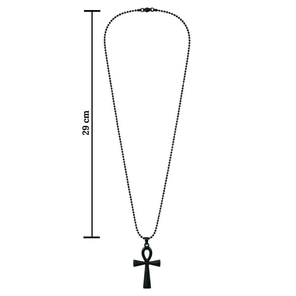 Egyptian Ankh Symbol Black Pendant Necklace for Men's