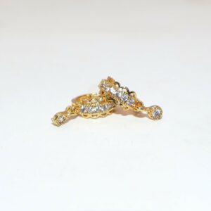 Gold Plated AD Bali Triple Dangler Huggie Hoop Earrings kan ki Bali Combo Pack of 2