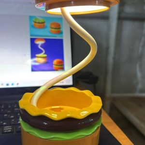 Burger Style LED Desk Lamp with Pencil Sharpener for Kids Study Table