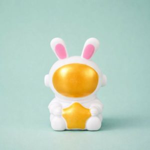 Golden Cute Bunny Astronaut LED Night Lamp with Star for Kids Room Decor