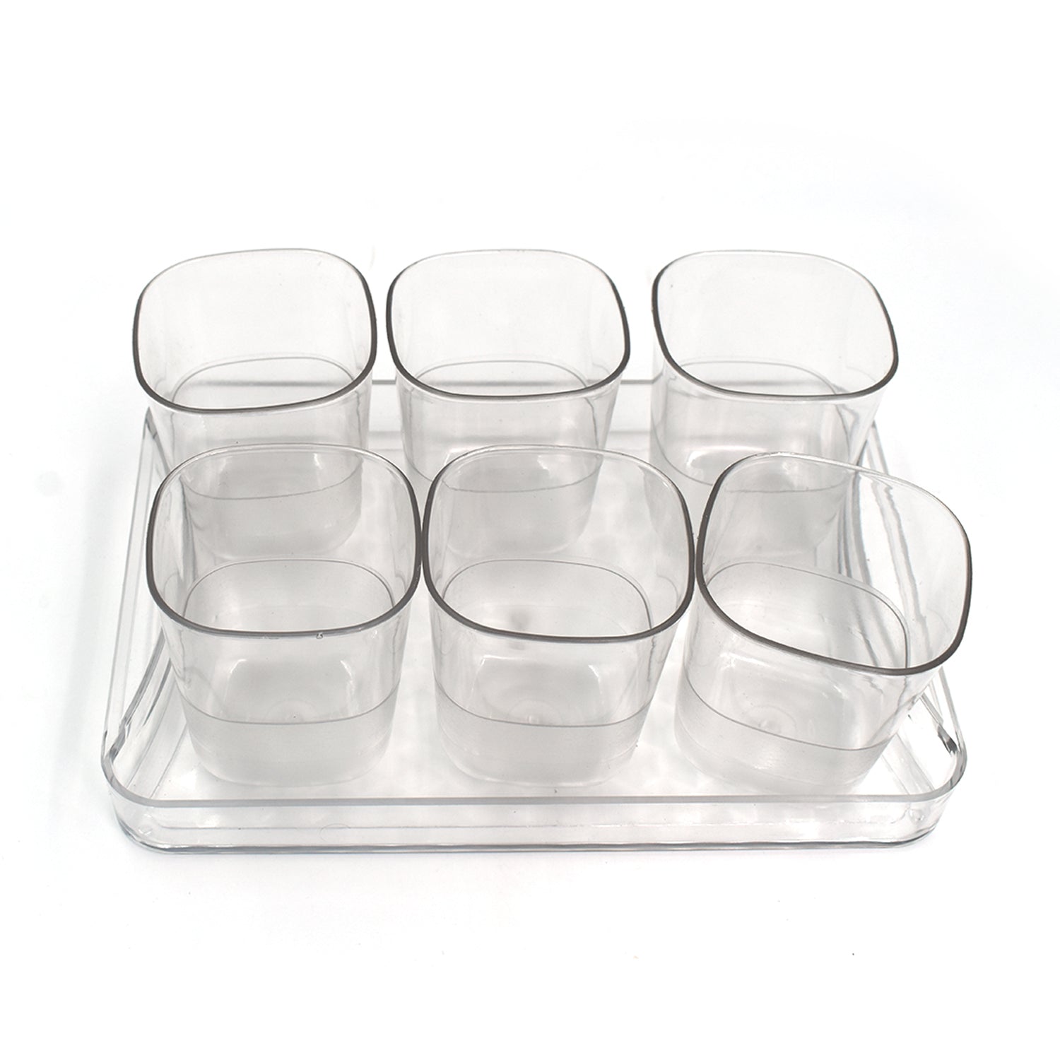 6pc Glasses With tray Plastic Glass Set