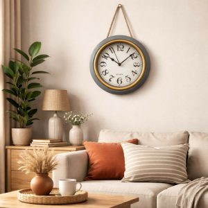 Vintage Style Hanging Wall Clock Quartz Decorative Home Clock