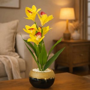 Artificial Orchid Flower Plant with Decorative Pot