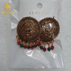 Gold Lakshmi Temple Stud Earrings