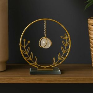 Crystal Ball Metal Ring Table Decor Modern Decorative Showpiece