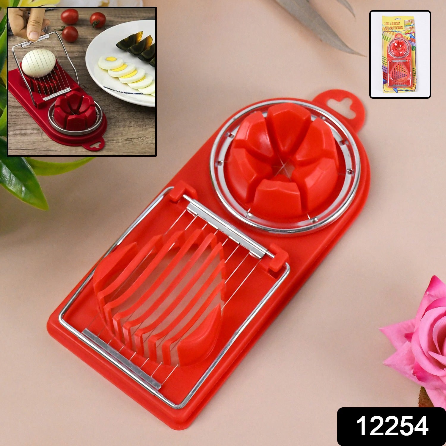 2 In 1 Egg Slicer, Egg Cutter For Hard Boiled Eggs (1 Pc)