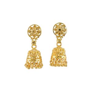 Gold Plated Floral Jhumka Earrings for Women – Traditional Ethnic Party Wear Jewelry