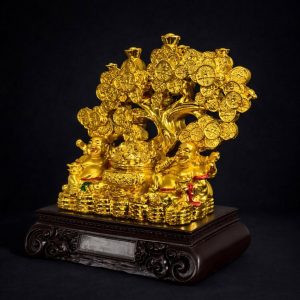 Golden Laughing Buddha Money Tree Showpiece for Home & Office Décor