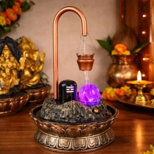 Shivling Tabletop Water Fountain with LED Crystal Ball