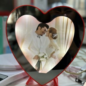 Red Heart Shape LED Night Lamp with Stand for Bedroom Table Decor