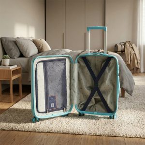 Novex Disney Princess Pink Travelling Kids Trolley Bags for Girls Luggage 4 Wheels ( Blue/18 Inch)