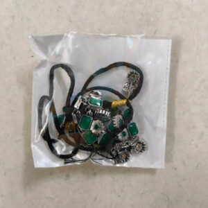 Bohemian Oxidized Silver Choker Set with Emerald Green Stones