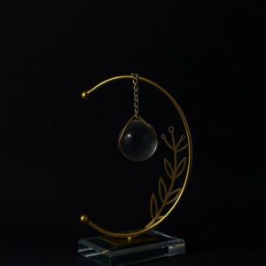 Crystal Ball Crescent Metal Table Decor Modern Decorative Showpiece