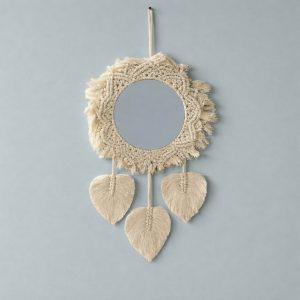 Macrame Wall Mirror Hanging Boho Decorative Mirror with Tassels