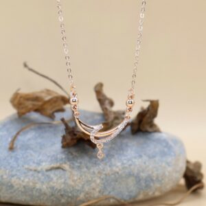 Rose Gold AD Crescent Moon Necklace Pendant For women and girls