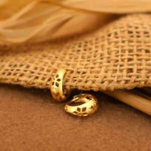 Gold Filigree Huggie Earrings kan ki bali for women and girl