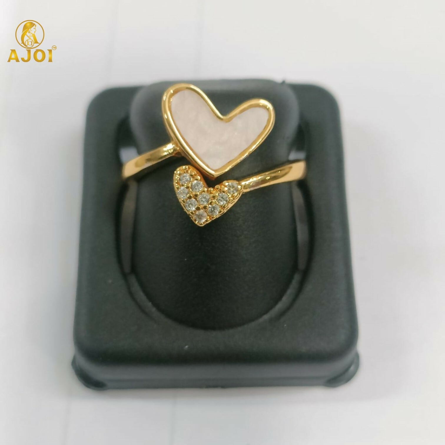 Dual Heart Gold-Tone Adjustable Ring