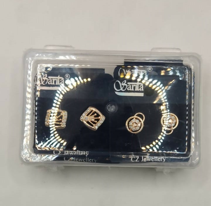 Rose Gold AD Stud Earrings Set | 3 Pair Combo | Diamond Look for women and girls - Image 5