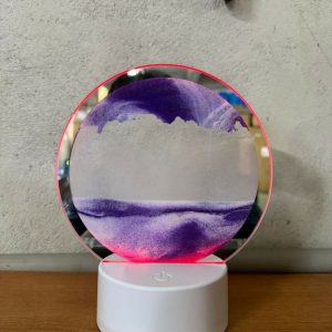 LED Round Static Purple Sand Art Lamp | Ambient Decorative Night Light Décor