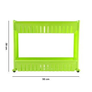 Prexo Plastic 2 Layer Slim Storage Rack with Wheels
