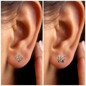 Rose Gold Butterfly & Filigree Square Stud Earrings Set for women and girls Combo Pack of 2