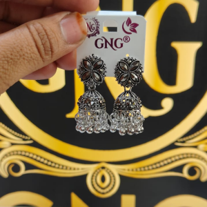 ELEGANT TRADITIONAL SILVER OXIDISE JHUMKA EARRINGS
