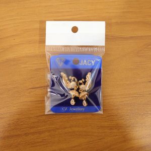 Gold-Tone Swan Design Crystal Studded Drop Earrings for Women