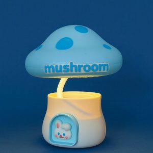 Blue Mushroom LED Desk Lamp with Pencil Sharpener & USB Charging