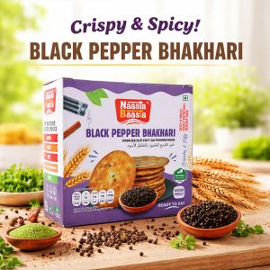 Naasta Baasta Black Pepper Bhakhari – Crispy & Spicy Ready to Eat Millet Snack (200 Gm)