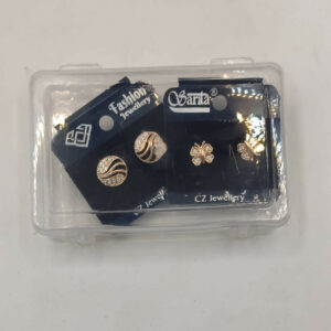 Rose Gold Plated AD Stud Earrings Set (Butterfly & Round) for women and girls Combo Pack of 2