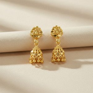 Traditional Gold Plated Jhumka Earrings for Women – Elegant Ethnic Drop Jewelry