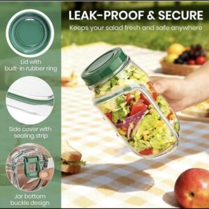 Leakproof Salad Container Jar with Dressing Cup for Office Lunch & Travel