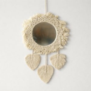 Macrame Wall Mirror Hanging Boho Decorative Mirror with Tassels