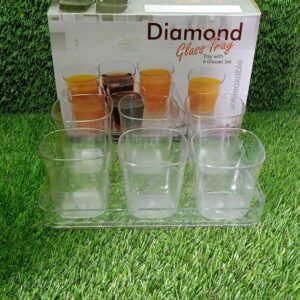 6pc Glasses With tray Plastic Glass Set