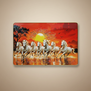 Seven Running Horses Sunrise Wall Art for Living Room Decor Frame