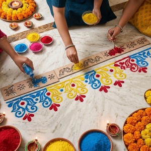 Wooden Rangoli Border Stencils - Set of 3 Reusable Umbra Patti