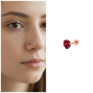 Rose Gold plated Ruby Nosepin Stud for women and girls