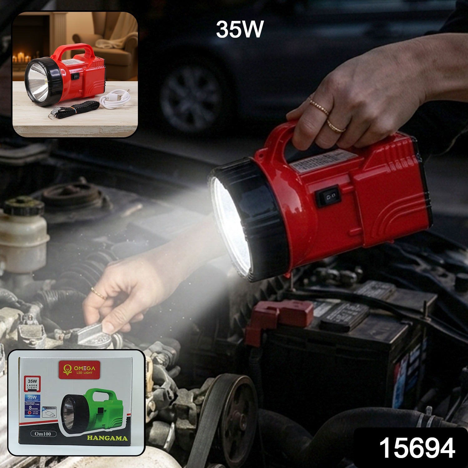 OMEGA 35W High Power Rechargeable LED Emergency Laser Light (1 Pc, 35W) - Image 2